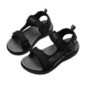 KULEBEAR Black/Grey Summer Velcro‎ Open Toe Outdoor Sports Sandal Boys Size 2.5